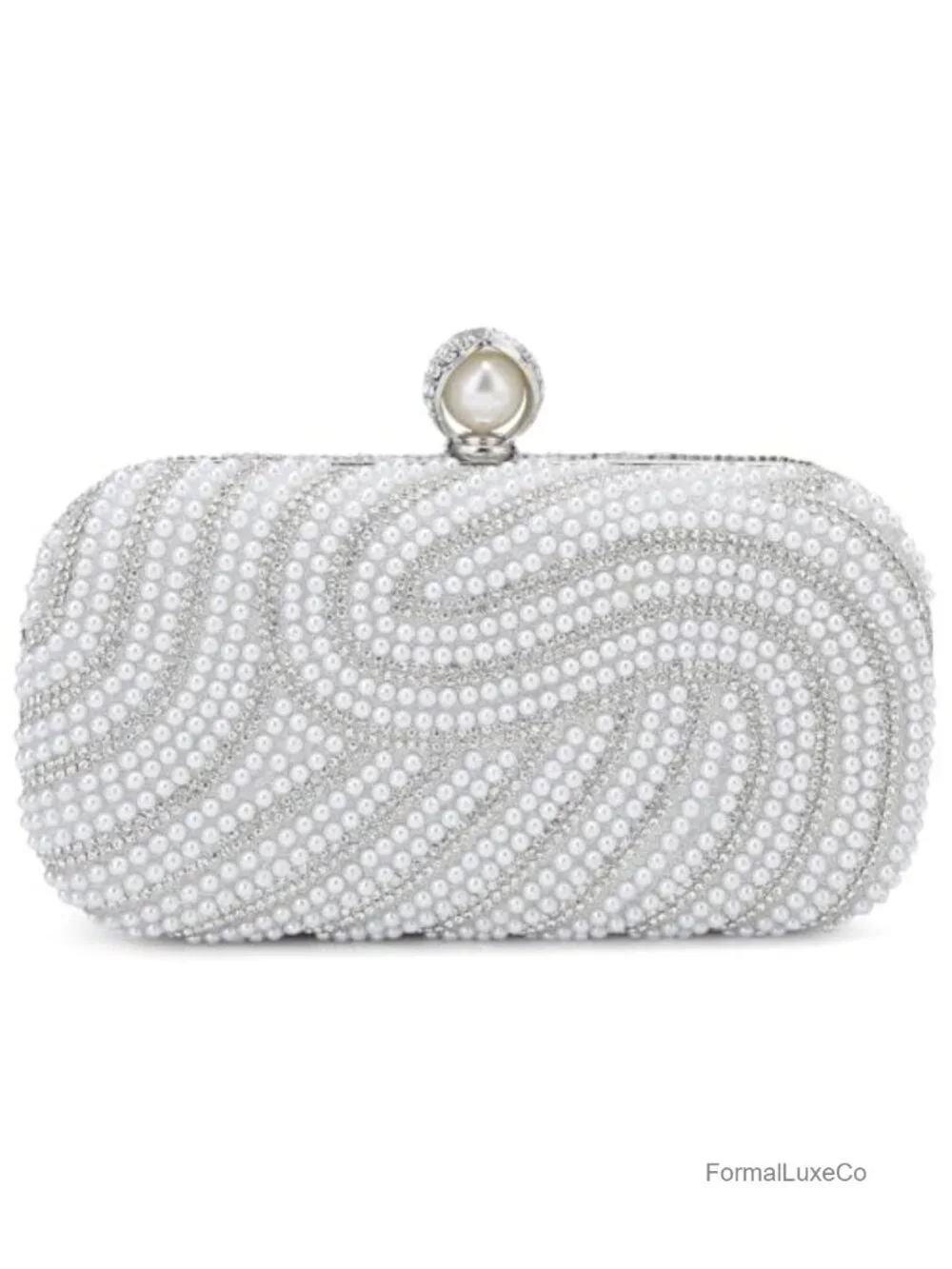Pearl Clutch Purse for Women Beaded Evening Bag with Chain Bridal Party